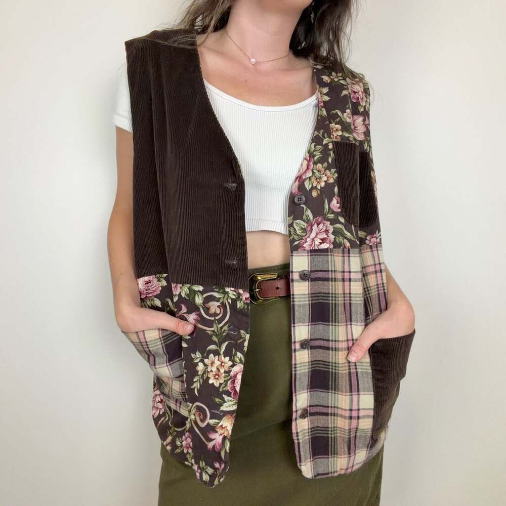 Vintage Patchwork Brown Vest
